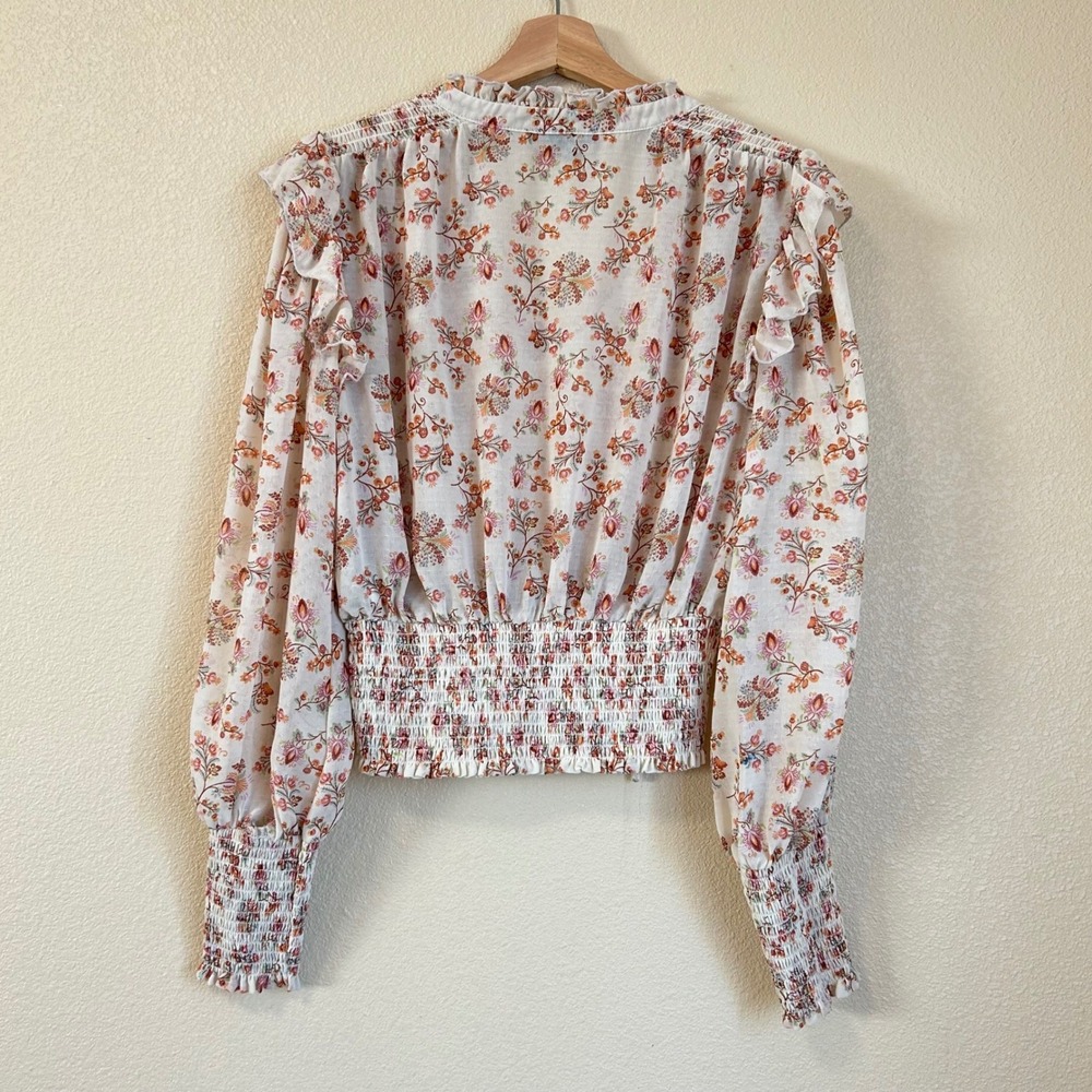 Y2K Forever 21 Medium Ruffle Shirt Regency Boho Cottage Ditsy Floral Prairie - Picture 2 of 9